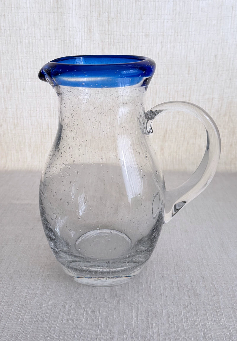Blue Rim Handblown Glass Jug, Hebron, Palestine