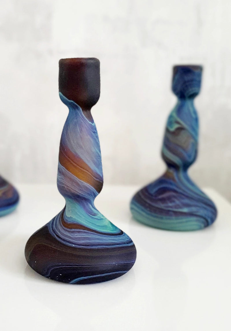 Dark Amber Phoenician Glass Candlestick Holder, Hebron, Palestine