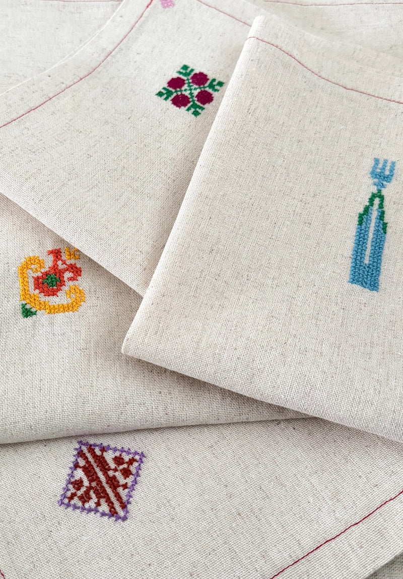 The Gathering Napkin | Tatreez Linen Dinner Napkin