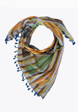 Green stripe Blue tassels