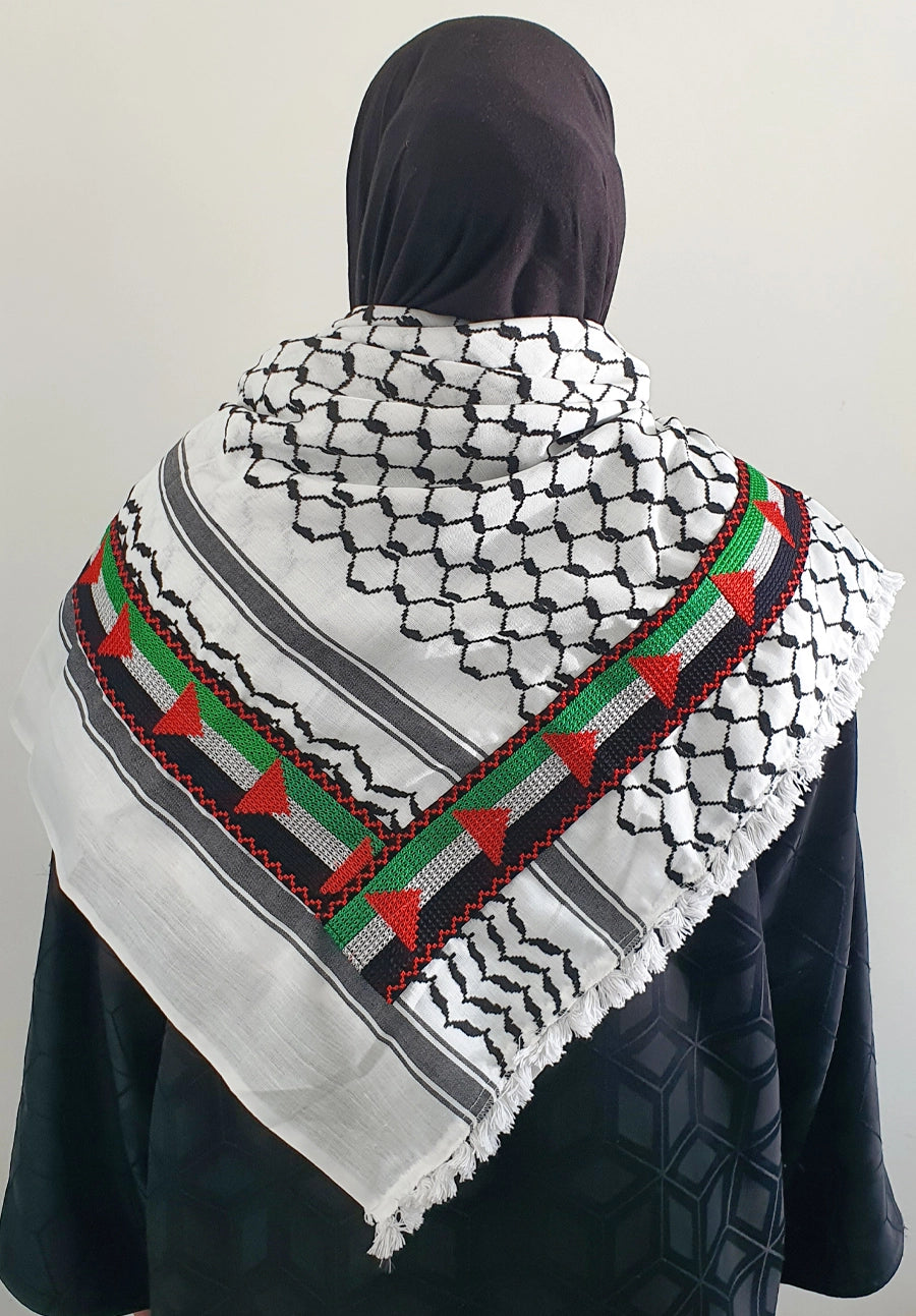 Hirbawi Kufiya, Palestinian Tatreez Flag keffiyeh SPINDLE