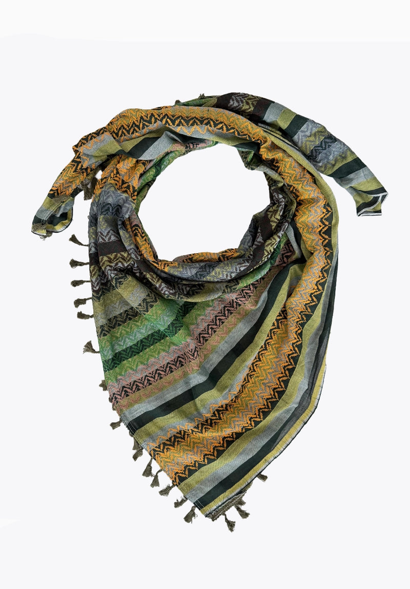Palestinian Keffiyeh | Olive Stripes