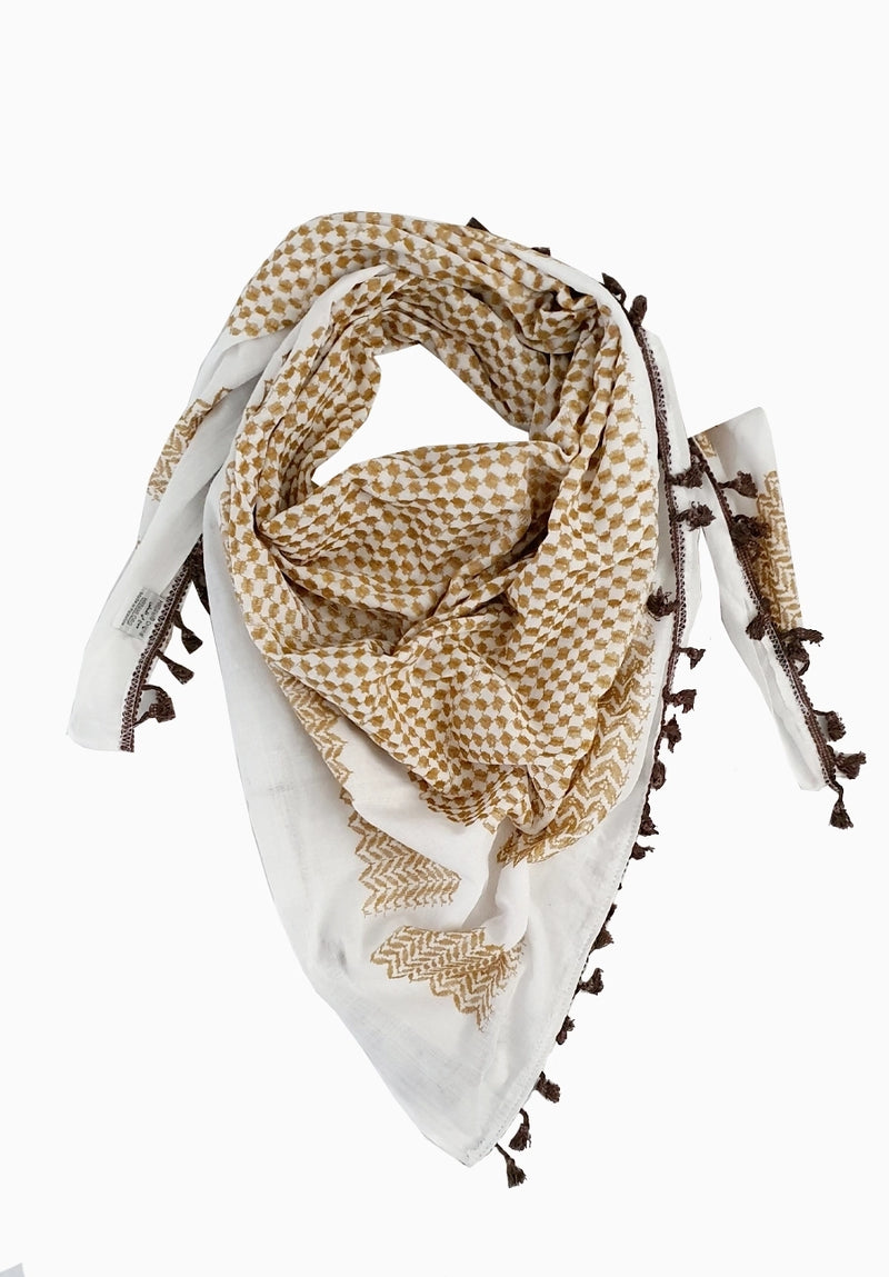 Palestinian Keffiyeh |  Quds Gold and White
