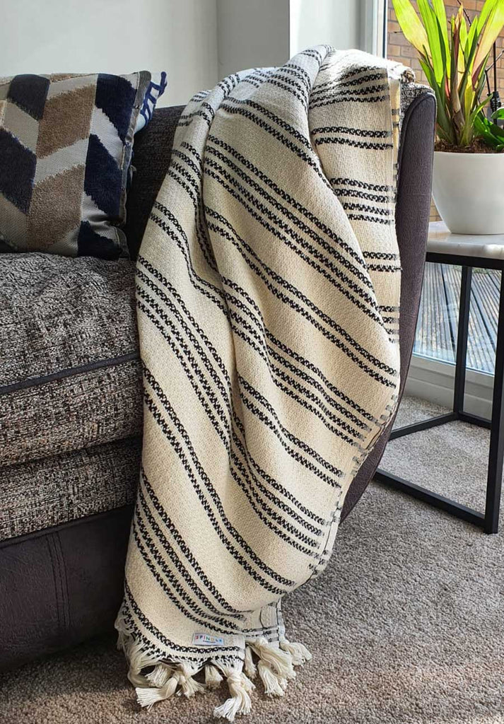 black and white cotton throw