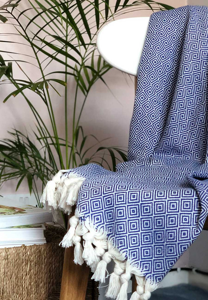 blue throw