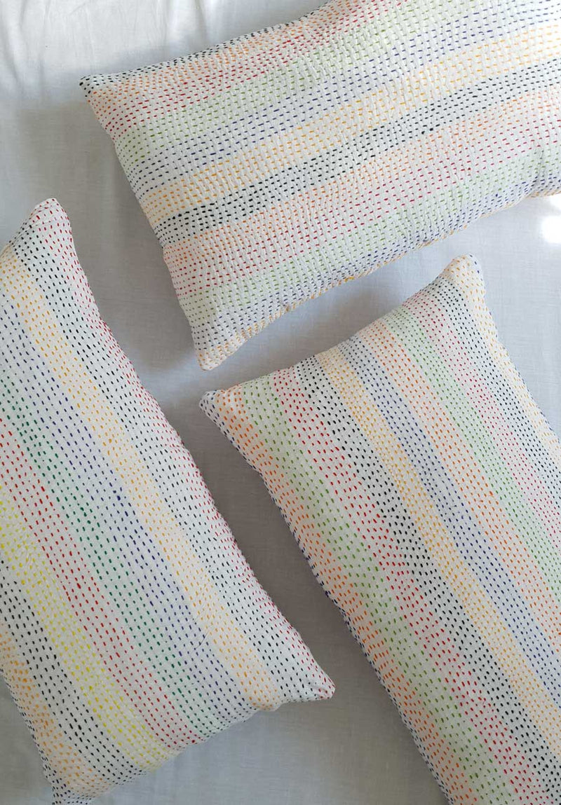 Rainbow Usha Kantha Cushion